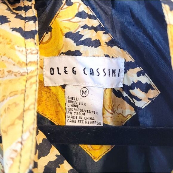 Vintage Oleg Cassini 100% Silk Animal Print Nautical Zip Up Jacket - Picture 3 of 9